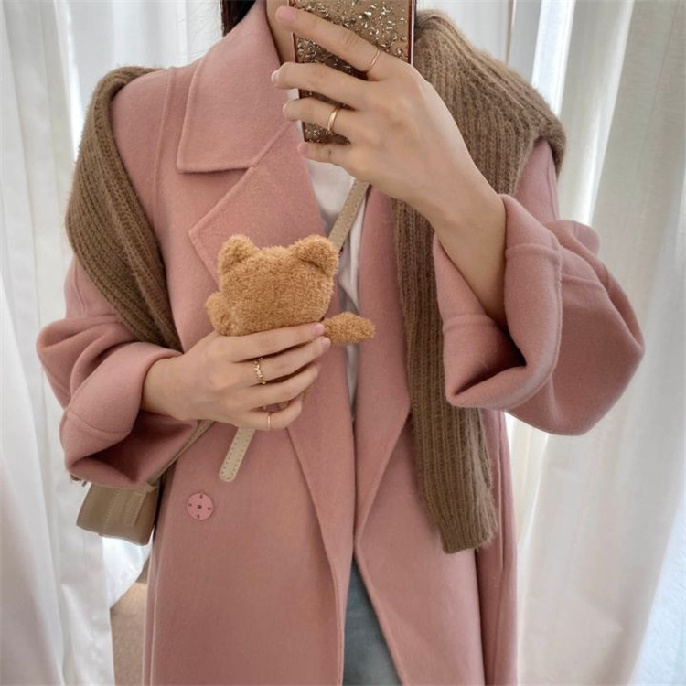 ピンクコーデ ピンク ロング コート ゆったり 長袖 上品