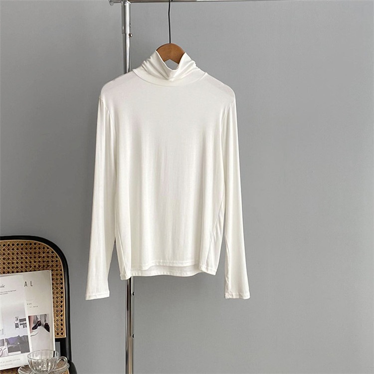 ピンクコーデ 秋冬シンプルタートルネック長袖ニット