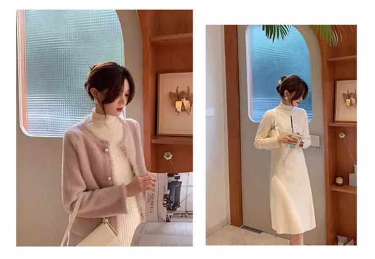 ピンクコーデ 秋新作ふわもこノーカラージャケット韓国風ピンク