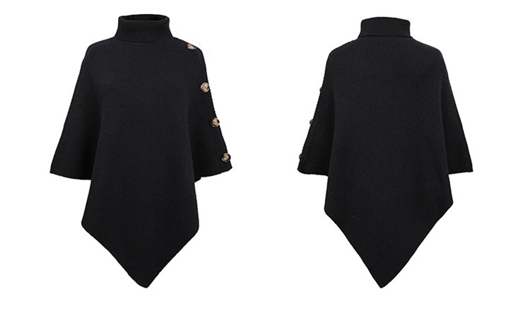 ピンクコーデ 秋冬タートルネックニットポンチョ