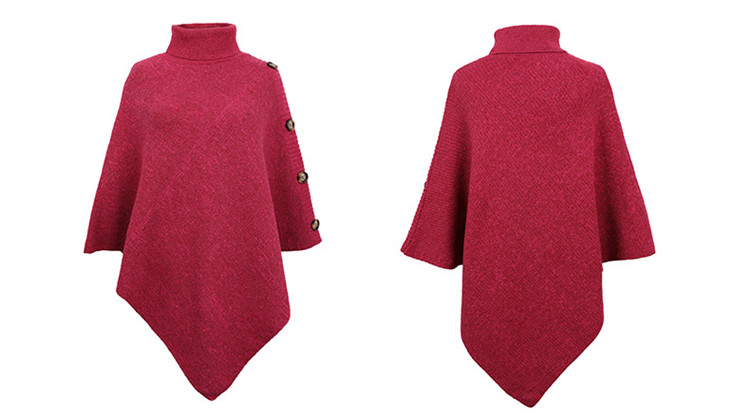 ピンクコーデ 秋冬タートルネックニットポンチョ