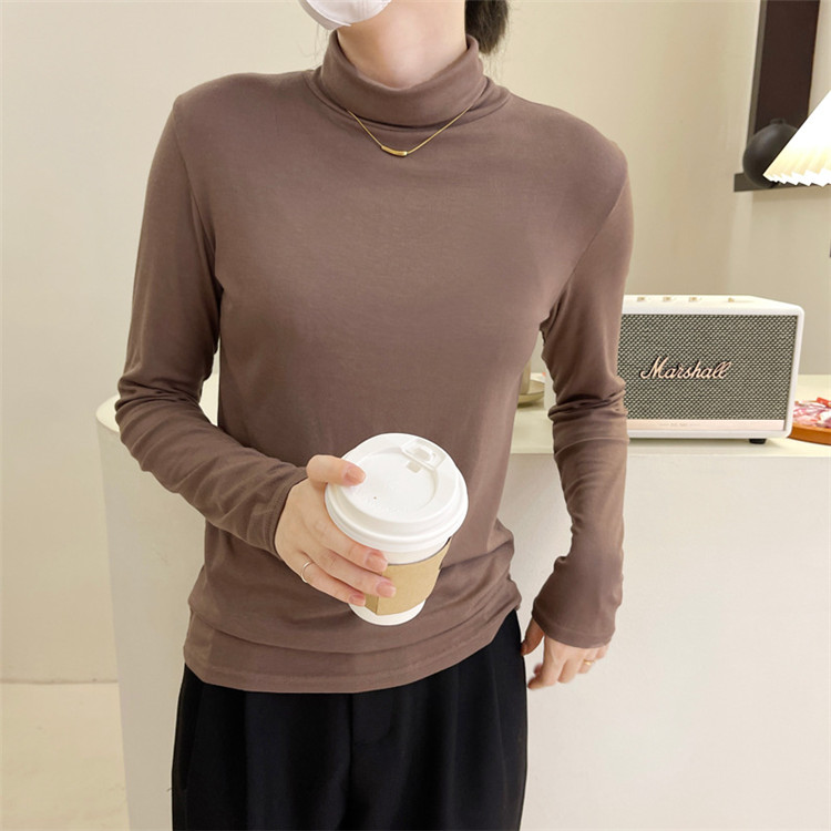 ピンクコーデ 秋冬シンプルタートルネック長袖ニット