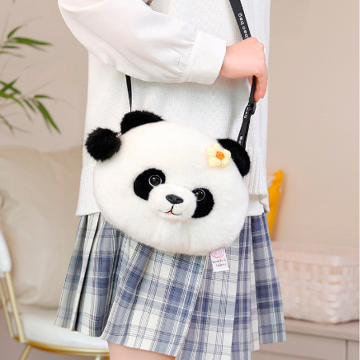 可愛いパンダ顔お財布ポシェット斜め掛けバッグ
