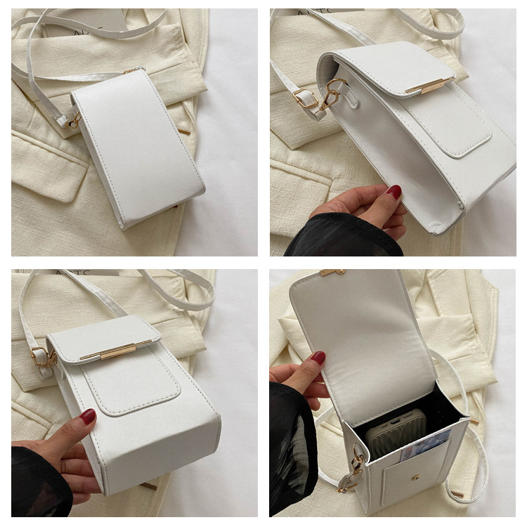 きれいめ小さめポシェット 斜め掛け軽量レザー調ミニ鞄