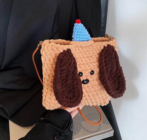 レディース 犬型 ふわふわ ポシェット 斜めがけ バッグ