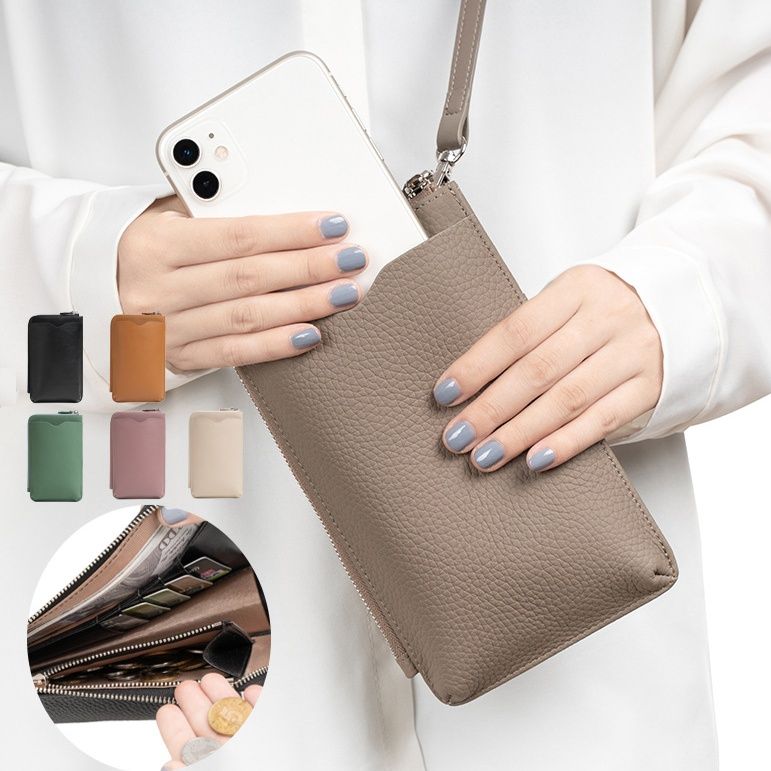 レディース本革ショルダーポシェット携帯ポーチ