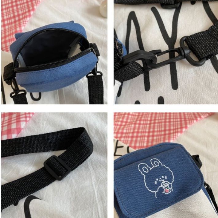 ポシェット 可愛いくま刺繍入りコンパクトポシェット