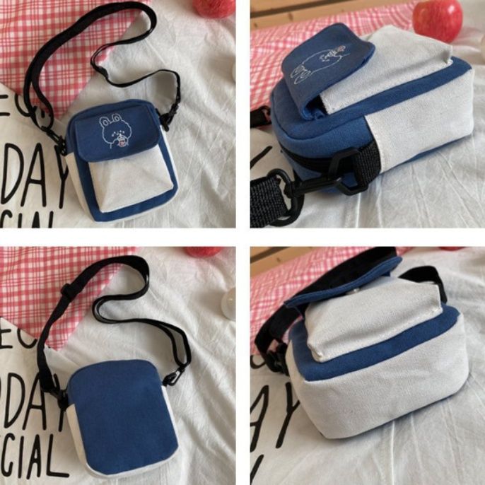 ポシェット 可愛いくま刺繍入りコンパクトポシェット