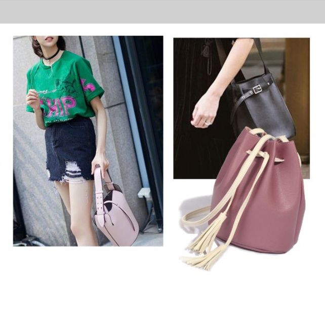 ポシェット 房飾り付き巾着型ミニバッグ