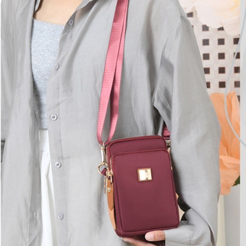 ポシェットレディース 軽量ナイロン縦型ポシェット多機能斜め掛けバッグ