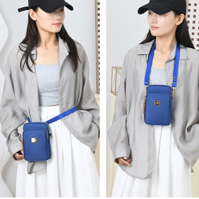 ポシェットレディース 軽量ナイロン縦型ポシェット多機能斜め掛けバッグ