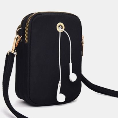 ポシェットレディース 縦型三層ファスナー付き斜め掛けポシェット