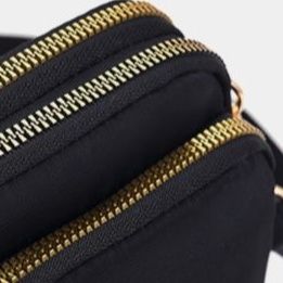 ポシェットレディース 縦型三層ファスナー付き斜め掛けポシェット