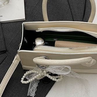 ポシェットレディース レースリボン装飾ハンドル付き2wayポシェット