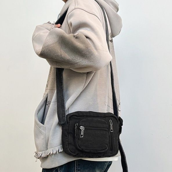 ポシェットレディース 多機能ポケット付きナイロン調ミニショルダーバッグ