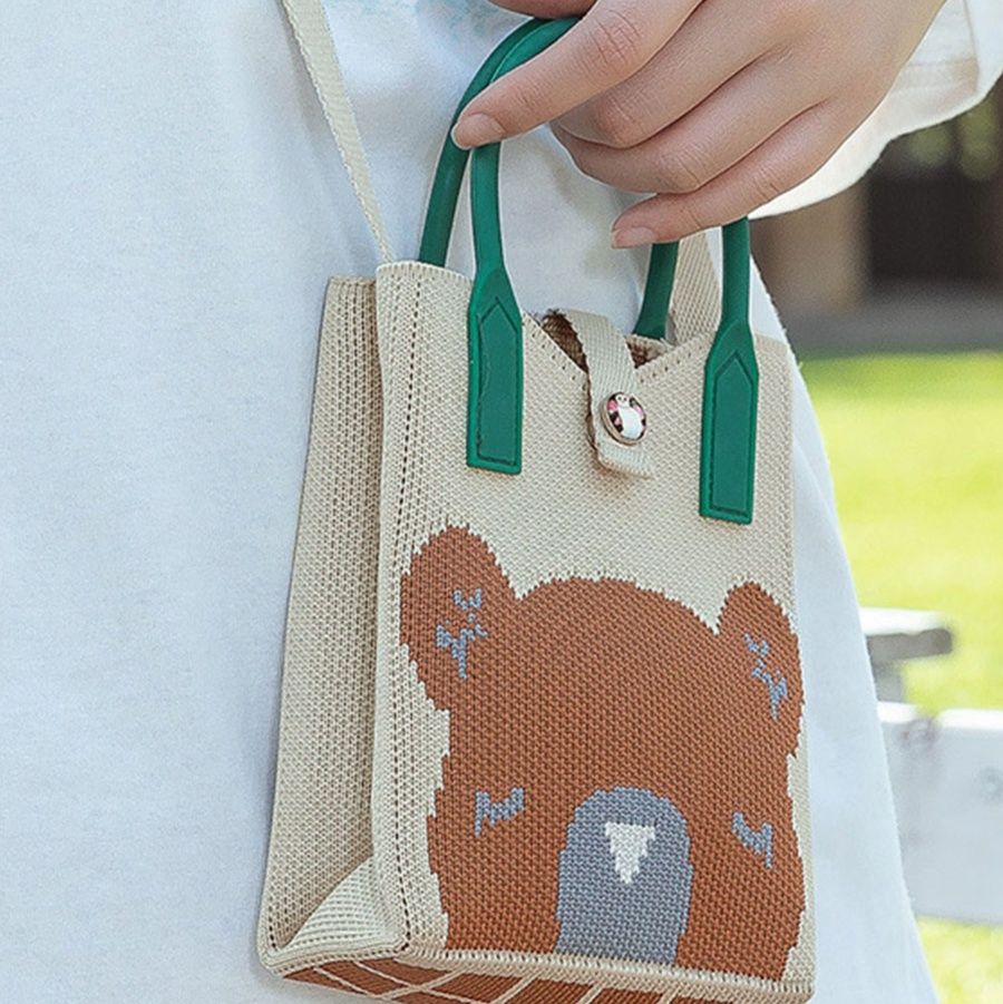 可愛い動物柄ニット編みスマホポシェット