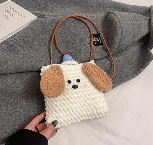 レディース 犬型 ふわふわ ポシェット 斜めがけ バッグ