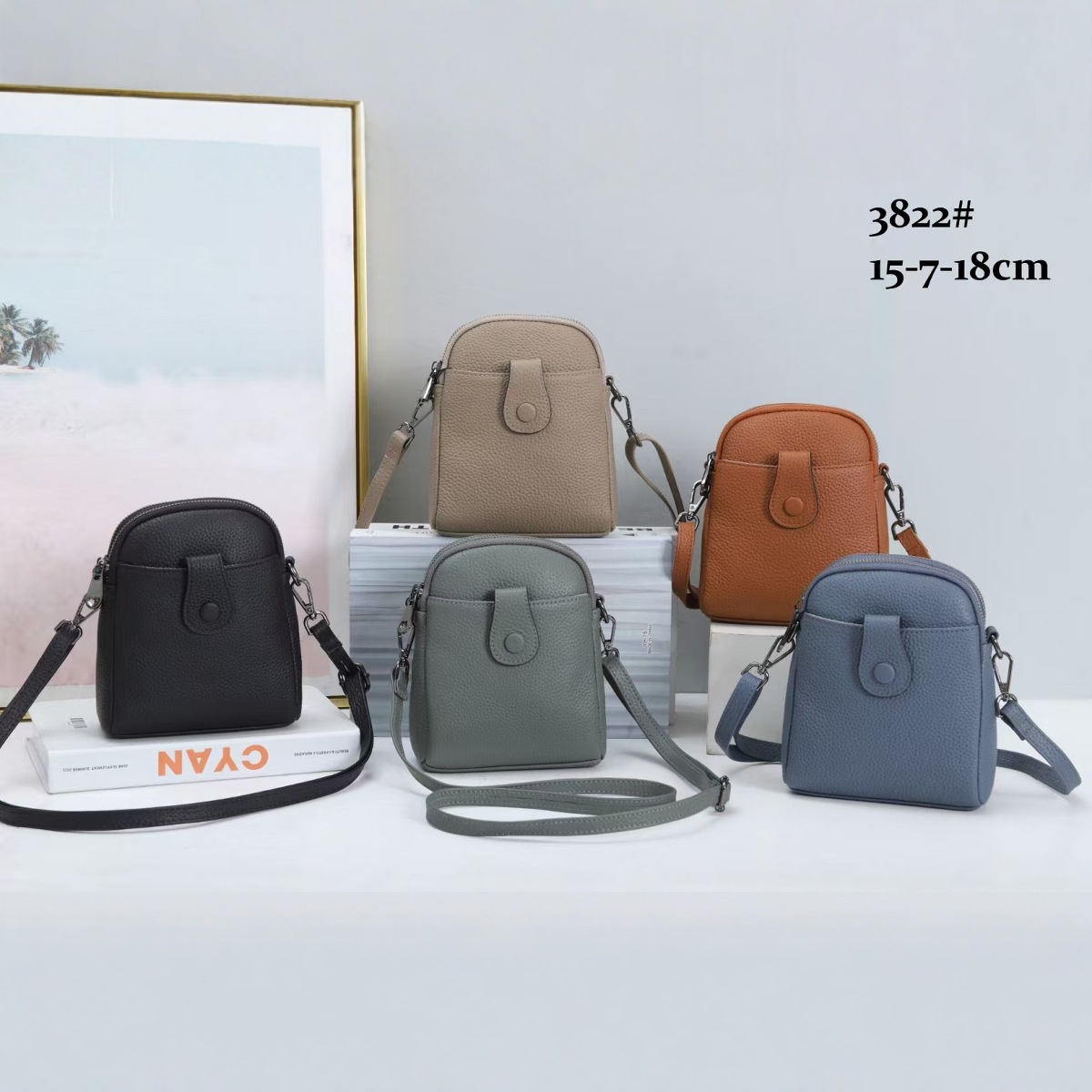 ポシェット 上質合成皮革小型縦型ショルダーポシェット