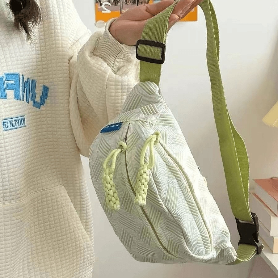ポシェット 幾何学模様編み込みウエストポシェット