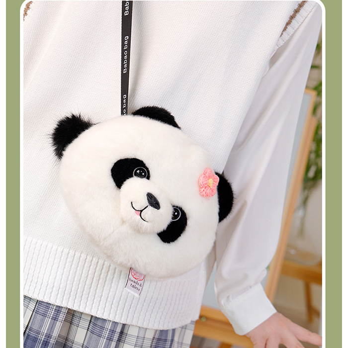可愛いパンダ顔お財布ポシェット斜め掛けバッグ