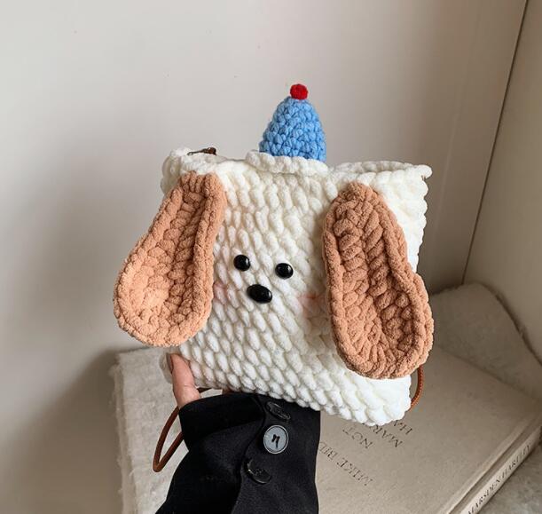 レディース 犬型 ふわふわ ポシェット 斜めがけ バッグ