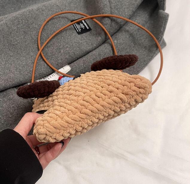 レディース 犬型 ふわふわ ポシェット 斜めがけ バッグ