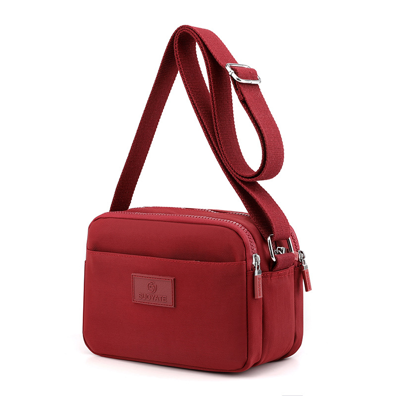 ポシェット レディース多層ポケット付き軽量ナイロンショルダーポシェット