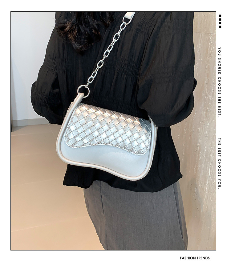 ポシェットレディース 編み込みデザイン丸みショルダー