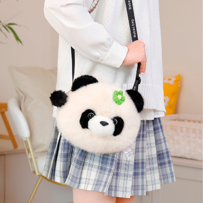 可愛いパンダ顔お財布ポシェット斜め掛けバッグ