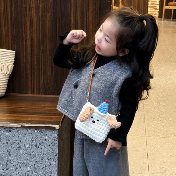 レディース 犬型 ふわふわ ポシェット 斜めがけ バッグ