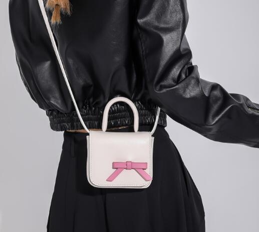 子ども用リボン付きミニポシェット斜め掛け鞄