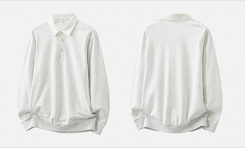 メンズ無地長袖ポロシャツ男女兼用春秋新作