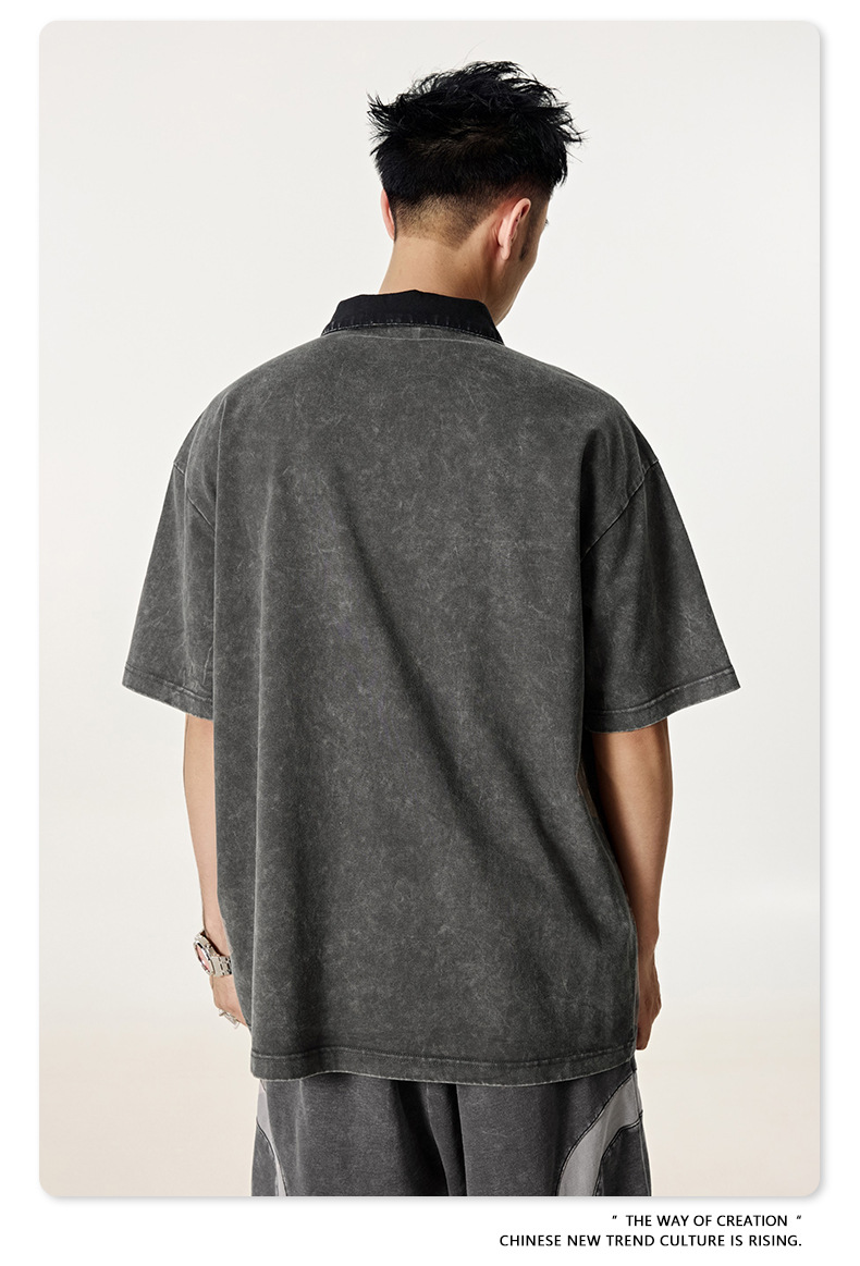 メンズ ヴィンテージ風半袖ポロシャツ男女兼用