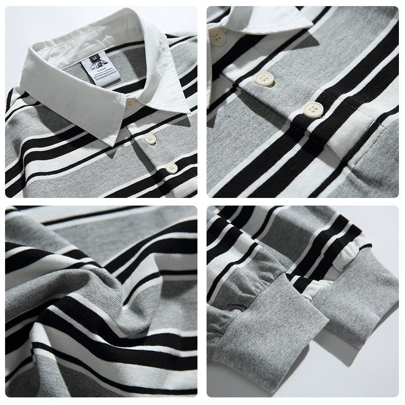 ボーダー柄長袖ポロシャツ 男女兼用 全2色