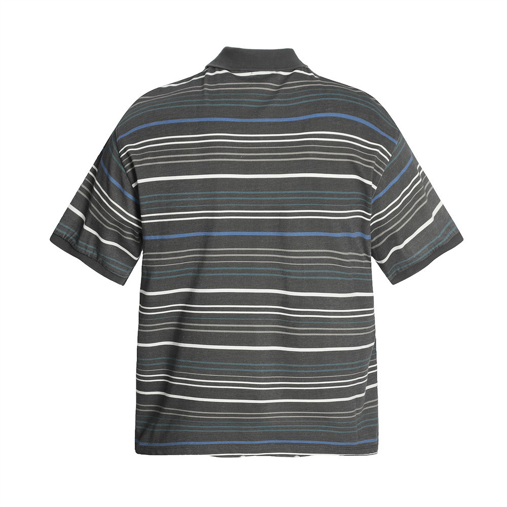 男女兼用レトロボーダー半袖ポロシャツ