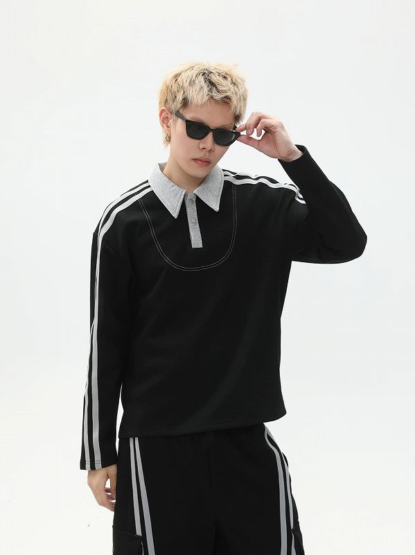 男女兼用長袖ポロシャツ上下組み合わせ春夏新作全二色