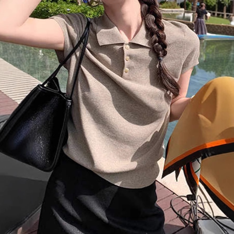 ポロシャツ ニット なめらか贅沢ニットポロ