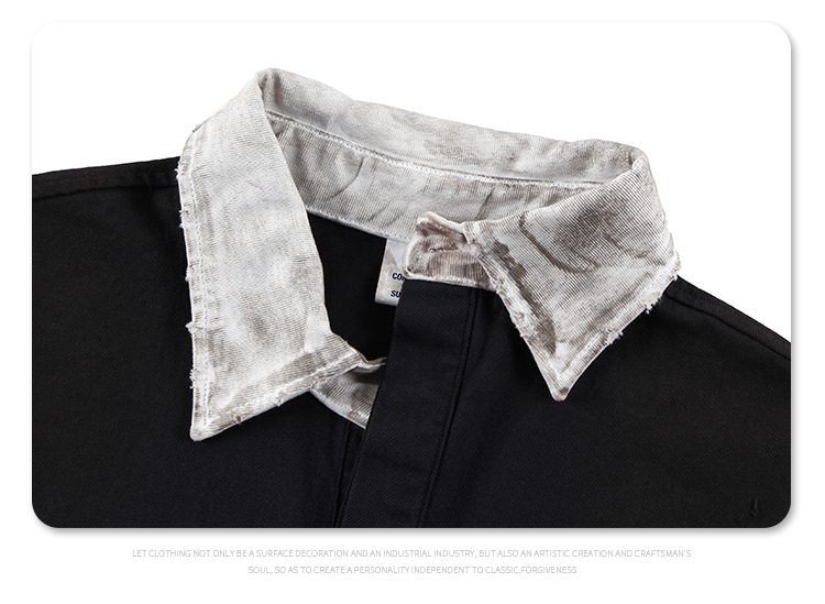 メンズ ダメージ加工 ビンテージ風 半袖 ポロシャツ 男女兼用 ストリート系