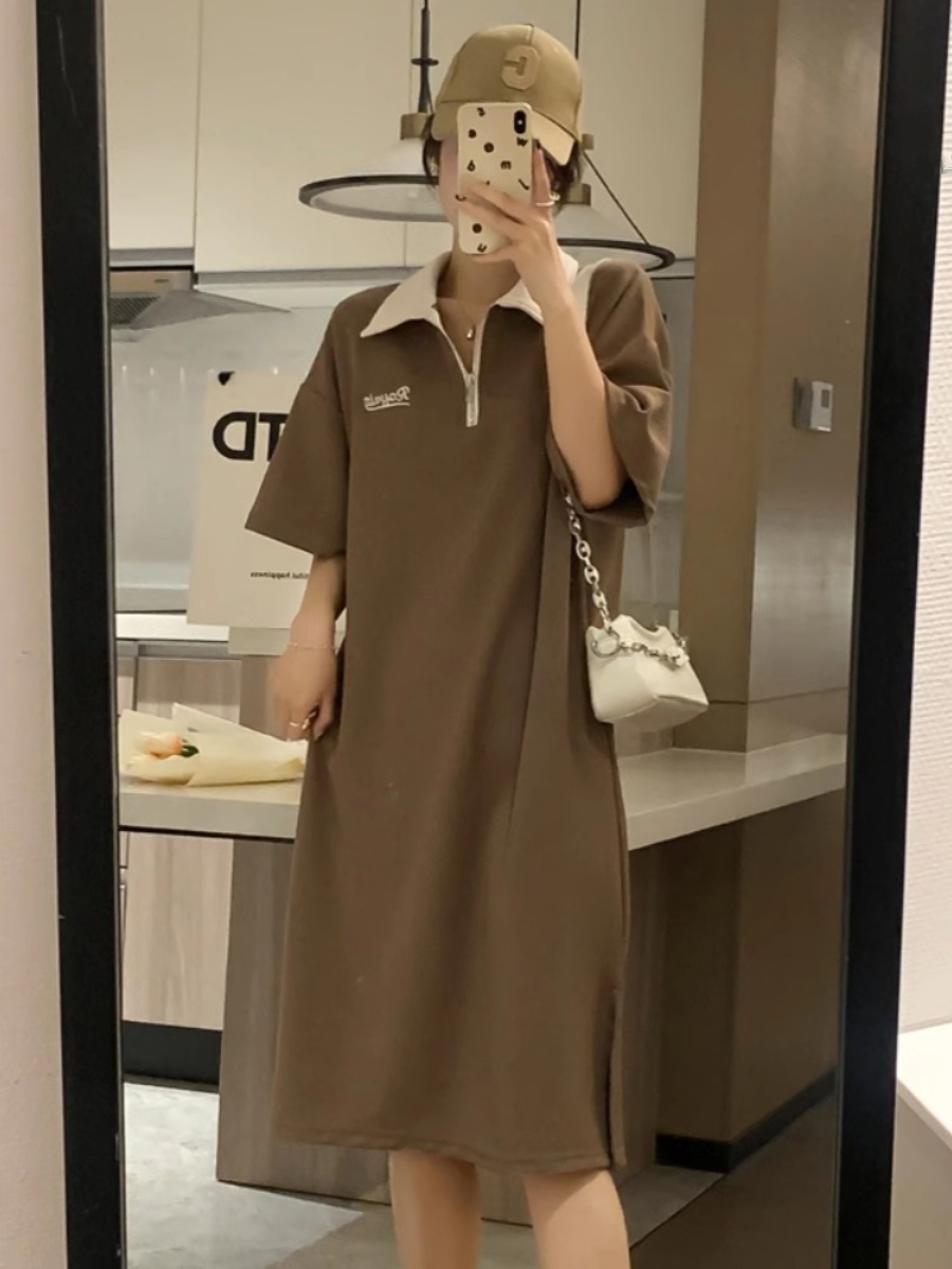 ポロシャツ ワンピース クラシカル襟付きポロワンピース