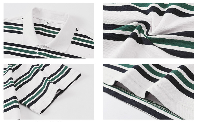 ボーダー柄半袖ポロシャツ男女兼用春夏新作