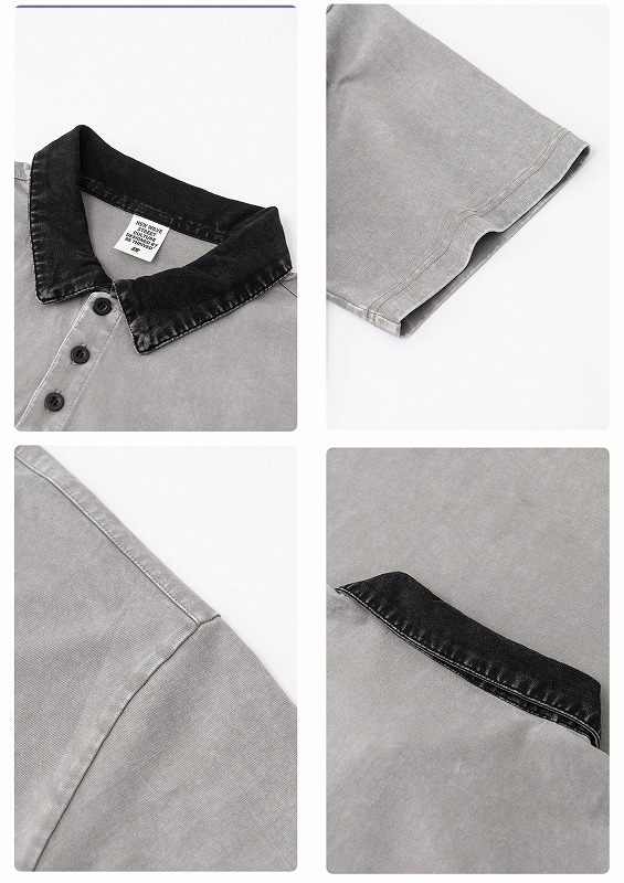 メンズ ヴィンテージ風半袖ポロシャツ男女兼用