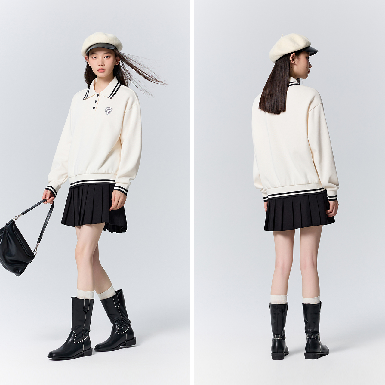 ポロシャツ スウェット 紋章刺繍入り