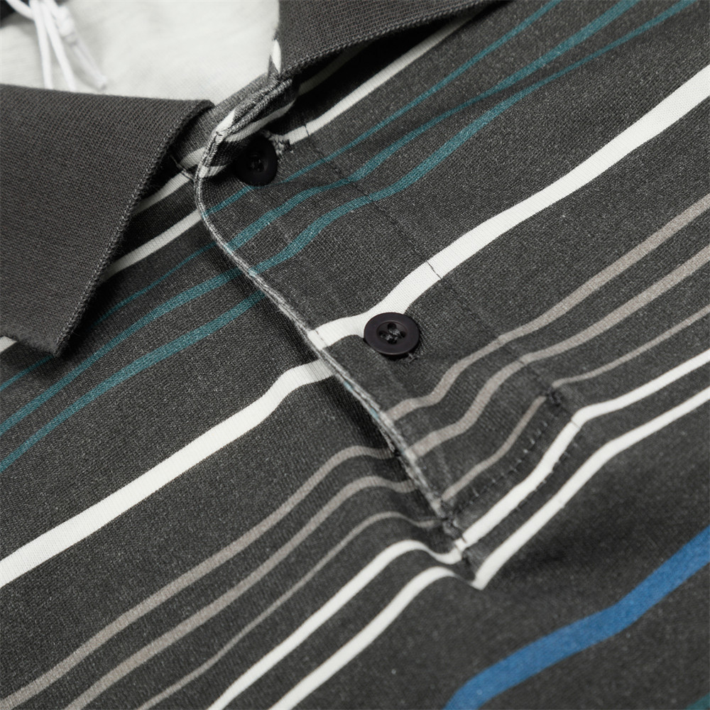 男女兼用レトロボーダー半袖ポロシャツ