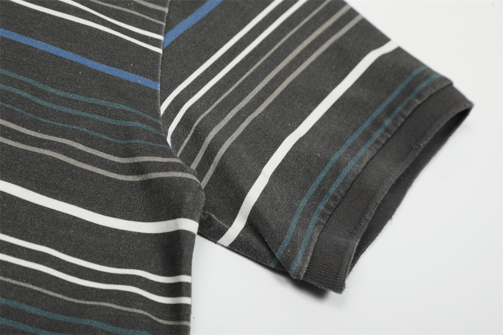 男女兼用レトロボーダー半袖ポロシャツ