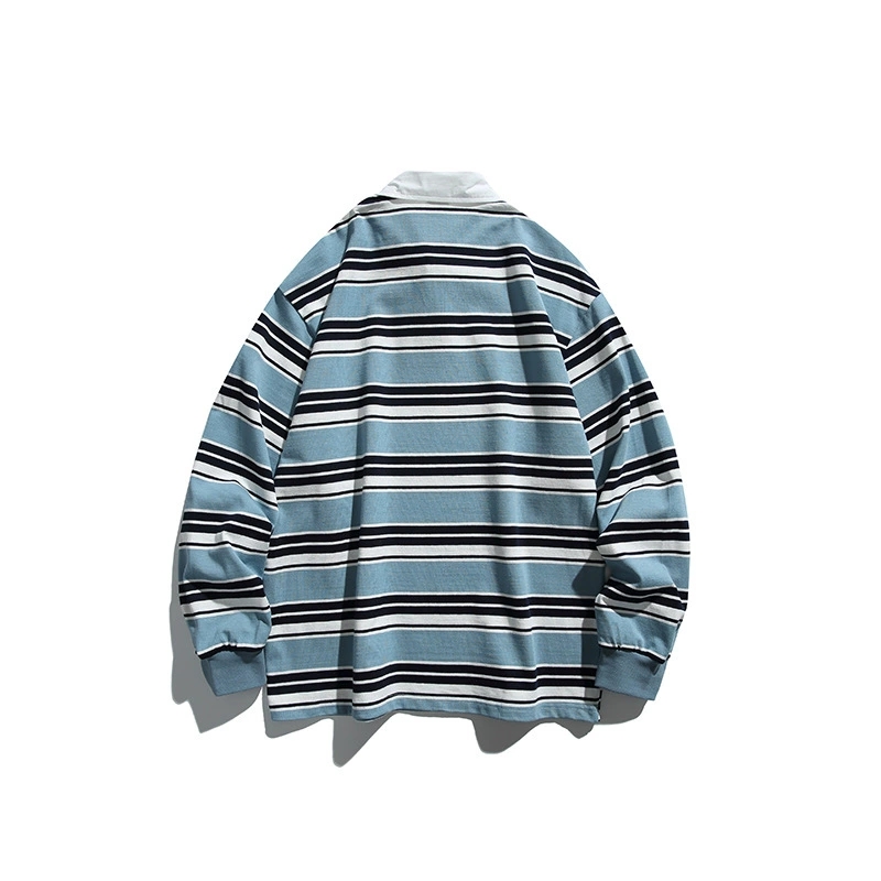 ボーダー柄長袖ポロシャツ 男女兼用 全2色