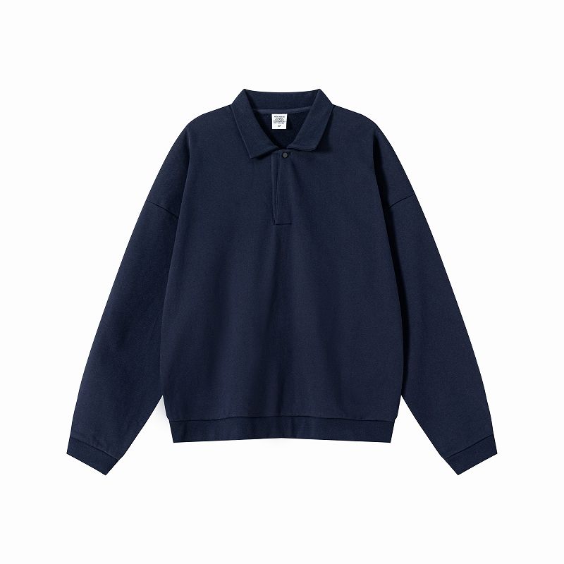 無地長袖ポロシャツ男女兼用ストリート系春秋新作全色展開
