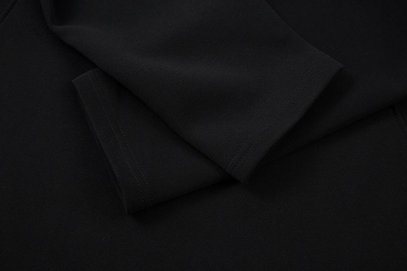 男女兼用長袖ポロシャツ黒無地チェック襟春秋新作