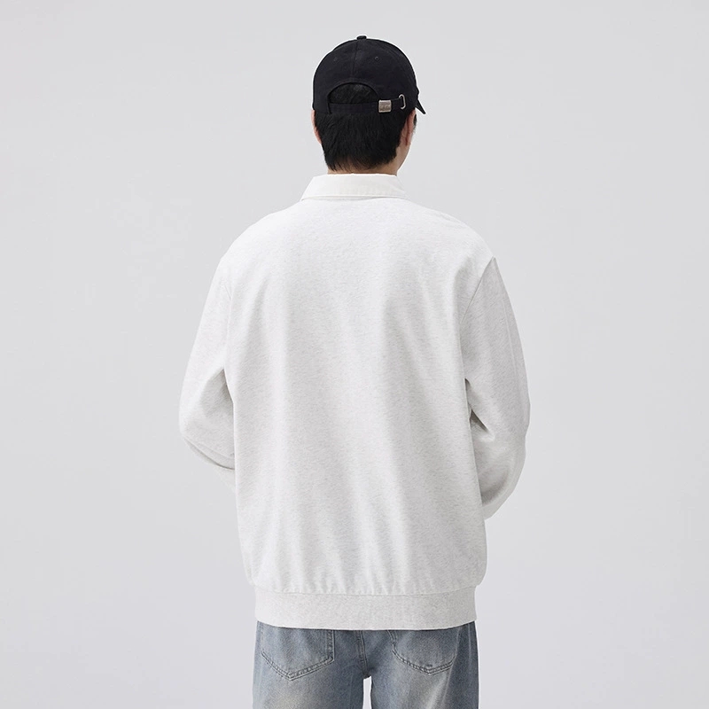 メンズ無地長袖ポロシャツ男女兼用春秋新作