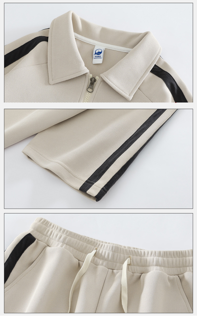 男女兼用スポーツライン入りポロシャツショートパンツセット