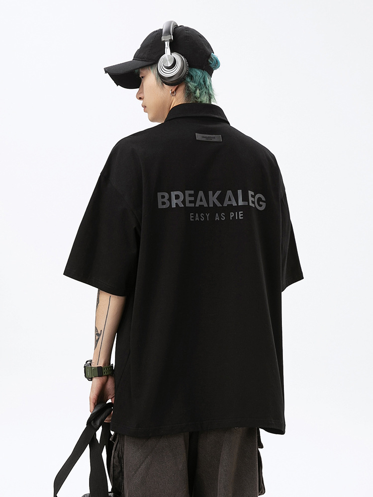 男女兼用半袖ポロシャツ黒無地カジュアル春夏